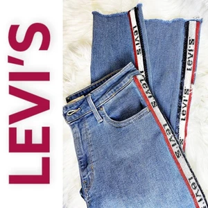 LEVI'S 721 PAILLETTEN LOGO RACING STREIFEN ROHER HAUM HOHER BUND ANKLE JEANS, 29 - Bild 1 von 8