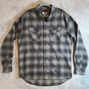 Camicia Troll Co Flanella Uomo XL Grigio Nero Western Pearl Snap Manica Lunga - Foto 1 di 14