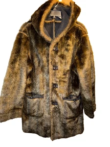 Vintage Jones New York Damen Mantel Wende Wildleder Kunstfell Kapuze Braun Gr. Small - Bild 1 von 15