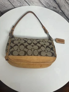 VINTAGE COACH HAMPTONS DEMI POUCH MINI HANDBAG 6094 BROWN JACQUARD Y2K PURSE - Picture 1 of 12
