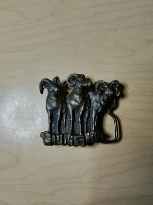 Vintage 1979 Bergamot Brass Works - Three Billy Goats Gruff Belt Buckle - Image 1 of 4