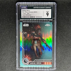 2023 Topps Chrome Star Wars #34 Sabine Wren Aqua Refractor /199 CGC 9 - Picture 1 of 6