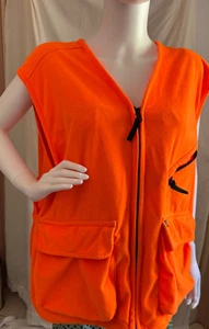 SPORTS AFIELD SIZE EXTRA LARGE Orange Safety Vest Fleece Pockets Front Zip - Picture 1 of 8