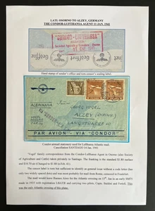 1941 Chile Cover Germany RRR Only Atlantic Crossing Osorno Condor-Lufthans Agent - Picture 1 of 3