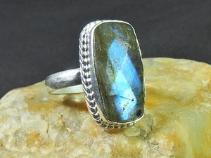 Natural Labradorite 925 Sterling Silver Octagon Handmade Vintage Ring US-7.5 Q82 - Bild 1 von 10