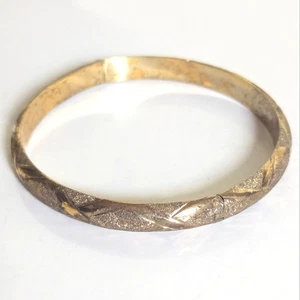 Bracciale vintage Vermeil oro su argento sterling 925 incernierato inciso - Foto 1 di 6