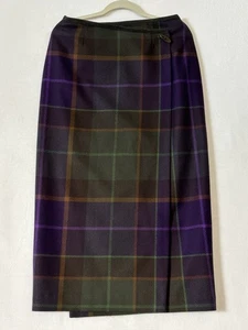VTG Talbots Women’s Sz 10 Tweed Plaid Wool Pencil Midi wrap Skirt Multi Color - Picture 1 of 15