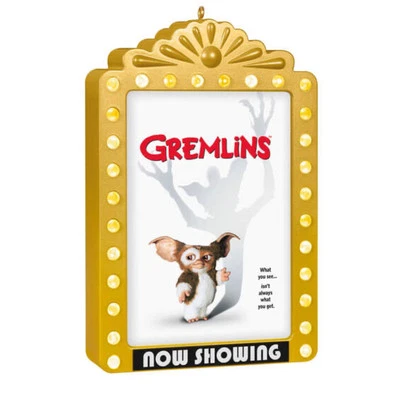 Hallmark Magic Ornament GREMLINS Movie Poster Marquee Sign 4" Light Up Gizmo NEW