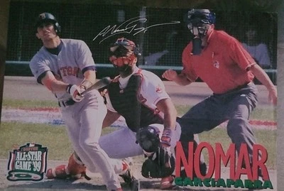 Vtg Boston Red Sox Poster Nomar Garciaparra All Star #5  Team Roster 1996 - Image 1 of 2