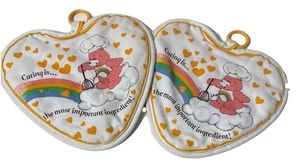 Vintage American Greetings Carebears 1983 Baumwolle Küche Topflappen mit Ring 2 Stück - Bild 1 von 12