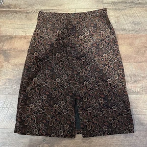 Vintage 90er Cord Midi Rock Taille 30" braun Paisley gerade Taschen Schlitz - Bild 1 von 6