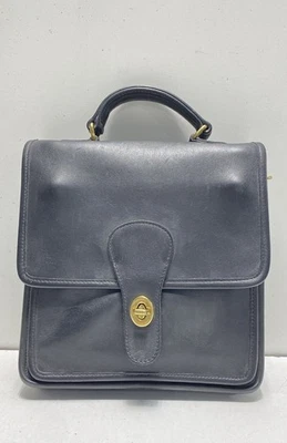 Coach Women's Navy Leather Satchel Top Handle Bag Court Bag - Image 1 of 4