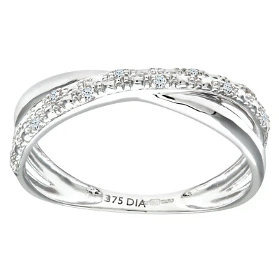 9ct White Gold 0.05ct Diamond Kiss Ring by Naava - Image 1 of 4