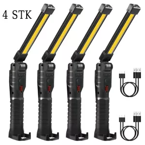 4PCS Rechargeable LED COB Work Light Mechanic Flashlight Lamp Magnetic Base - Picture 1 of 8