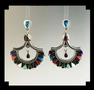 Graceful Sterling and Multi Stone Earrings - Picture 1 of 5