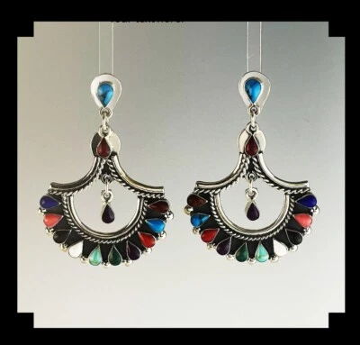Graceful Sterling and Multi Stone Earrings - Image 1 of 4