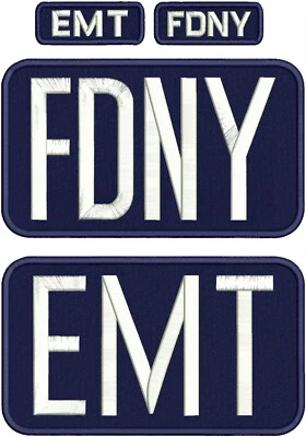 Parches bordados E M T Y FD N Y 5x9 Y 1.25x3.25 VELCR@ EN LA PARTE POSTERIOR azul marino/BLANCO Foto 1 de 2