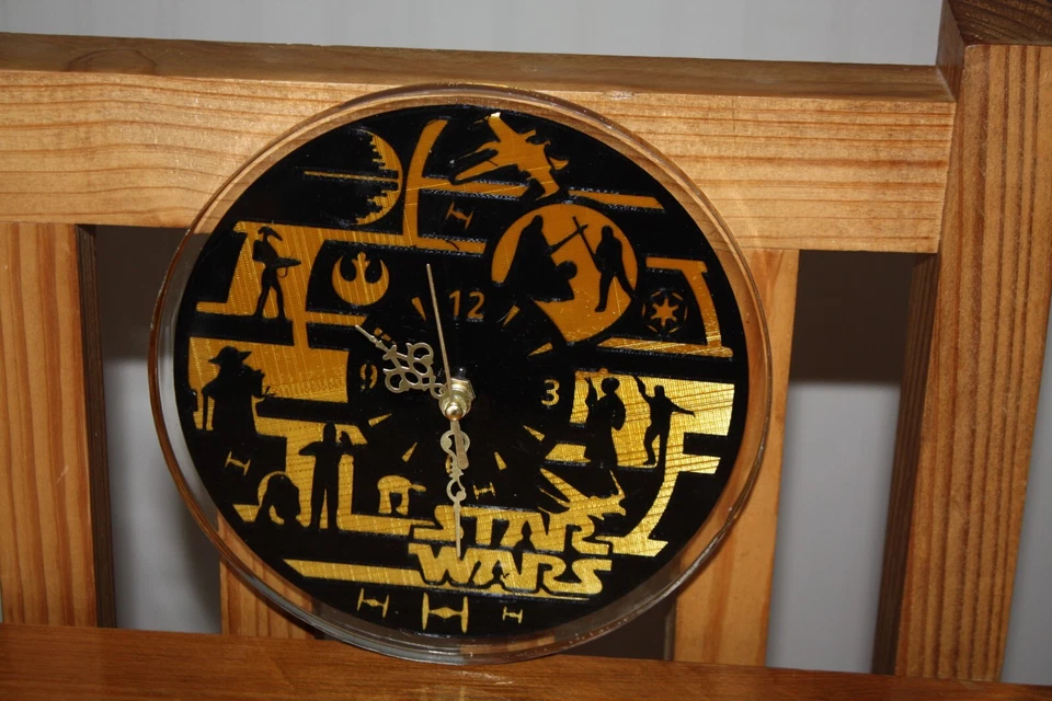 STAR WARS CLOCK   7.75 INCH DIAMETER COVERED WITH EPOXY - Image 1 of 3