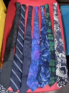 VINTAGE Lot of 7 NECKTIES Shamrocks Irish Stafford Silk Italy Dior Azia Tags - Picture 1 of 5