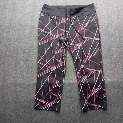 Calça Xersion Feminina Média Preta Rosa Geo Roupa Ativa Yoga Leggings Cropped - Imagem 1 de 4