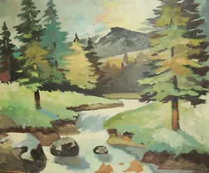 Pintura al óleo realista vintage paisaje forestal - Imagen 1 de 12