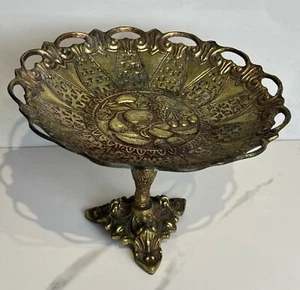Jarrón pedestal de latón vintage patrimonio italiano coleccionable decoración del hogar decorativo - Imagen 1 de 8