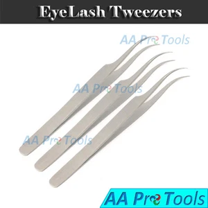 3 Eyelash Extension Tweezers Set Curved Pointed Extension Tweezers - Picture 1 of 3