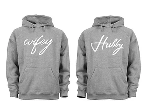 Couples Matching Hoodies Wifey hubby Matching Couple soft Grey Unisex S-6X - Picture 1 of 1