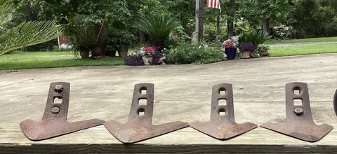 4 Vintage Farm Plow Sweeps Rustic Metal Cropper Cover