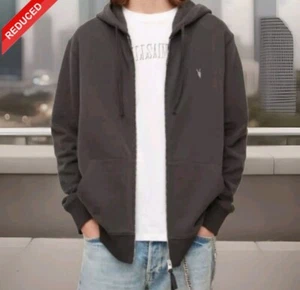 ALLSAINTS OLLIE KAPUZENPULLOVER MIT REISSVERSCHLUSS GEWASCHEN SCHWARZ GRÖSSE XL UVP £85 - Bild 1 von 4