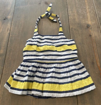 Vestido Halter Janie & Jack Bebé Niña Multicolor Azul y Amarillo Talla: 6-12mo Foto 1 de 4