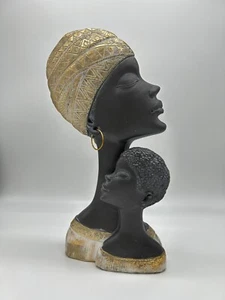 13" African Lady with Child Resin Sculpture - Picture 1 of 8