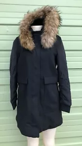 NEW ZARA BLACK COAT WITH REMOVABLE FUR JACKET BLAZER ZIP SNAP FRONT SIZE S P40 - Picture 1 of 7