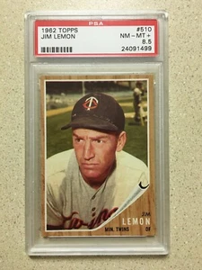 1962 Topps #510 Jim Lemon PSA 8 . 5 NM-MT+ TWINS 9 - Picture 1 of 2