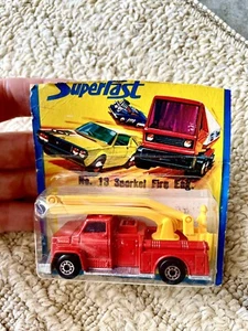 Matchbox Superfast no 13 Snorkel Fire Engine 1976 Blister Sealed Cut Card - Bild 1 von 3