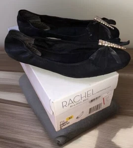 Rachel Roy Martey Damen-Ballerinas aus Leder mit Karton schwarz/goldfarben Größe 7,5 M gebraucht, in einwandfreiem Zustand - Bild 1 von 11