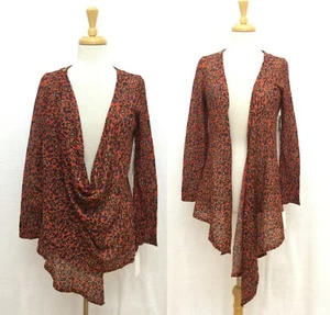 NWT $58 One World Orange Knit Animal Print Stretchy Wrap Top Blouse Women M - Picture 1 of 11