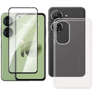 For ASUS ZENFONE 10 TEMPERED GLASS SCREEN PROTECTOR + CLEAR SILICONE TPU CASE - Picture 1 of 12