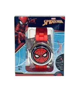 Marvel Spider-Man Spinner Watch Flip Cover Silicone Wristband Red - Picture 1 of 4