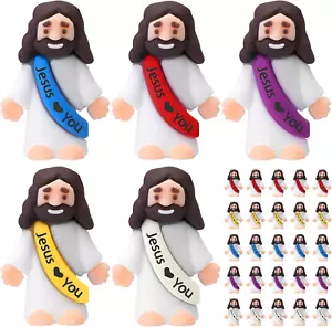 25Pc Little Jesus Figures Original Design Easter Jesus Mini Rubber Lively Colors - Picture 1 of 12