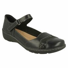 CORA ABBY LADIES CLARKS LEATHER CASUAL COMFORT LOW WEDGE MARY JANE SHOES SIZE