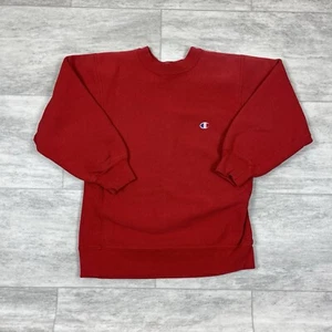Vintage 80s Champion Reverse Weave Crewneck Red Size Kids Medium (10-12) - Picture 1 of 11