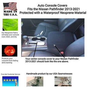 Center Console Armrest Cover Neoprene Fits the Nissan Pathfinder 2014-2021 (NPN) - Picture 1 of 10