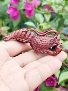 BY229 - 7.5 *3.3 * 3.2 CM Boxwood Carving Figurine Netsuke - Lobster Shrimp - Picture 1 of 8