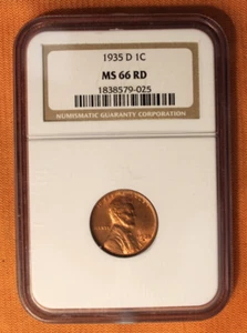 1935-D Lincoln Wheat Cent 1c NGC MS66RD Red, Penny - Picture 1 of 4
