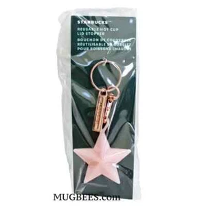 Starbucks 2023 Holiday Pink Star Reutilizable Silicona Taza Caliente Tapa Tapón Llavero - Imagen 1 de 4