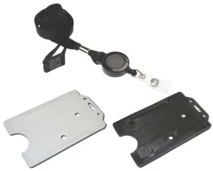 Black Retractable Neck Lanyard Neck Strap & Badge Reel & ID Card Holder FREE P&P - Picture 1 of 1