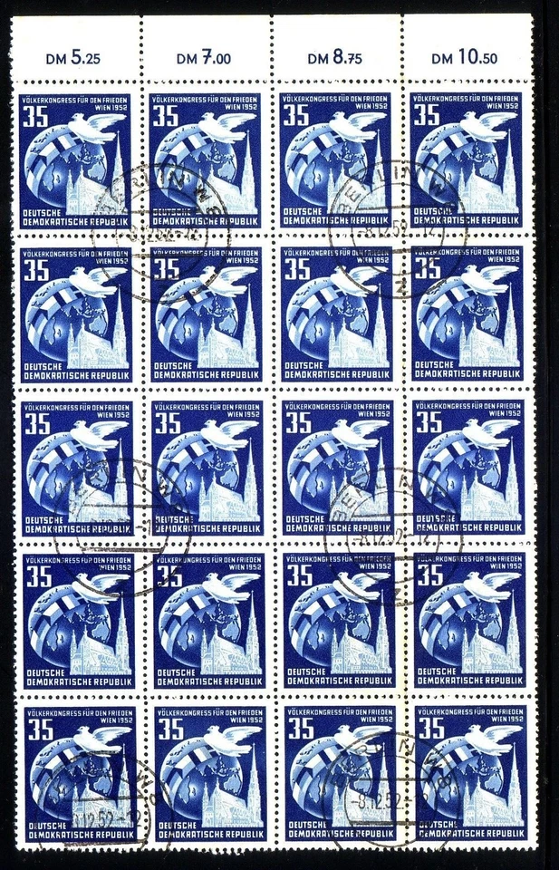 Germany: DDR: 1952; Scott 118-119, Big Block of 20 sets, used, EBA200 - Image 1 of 2