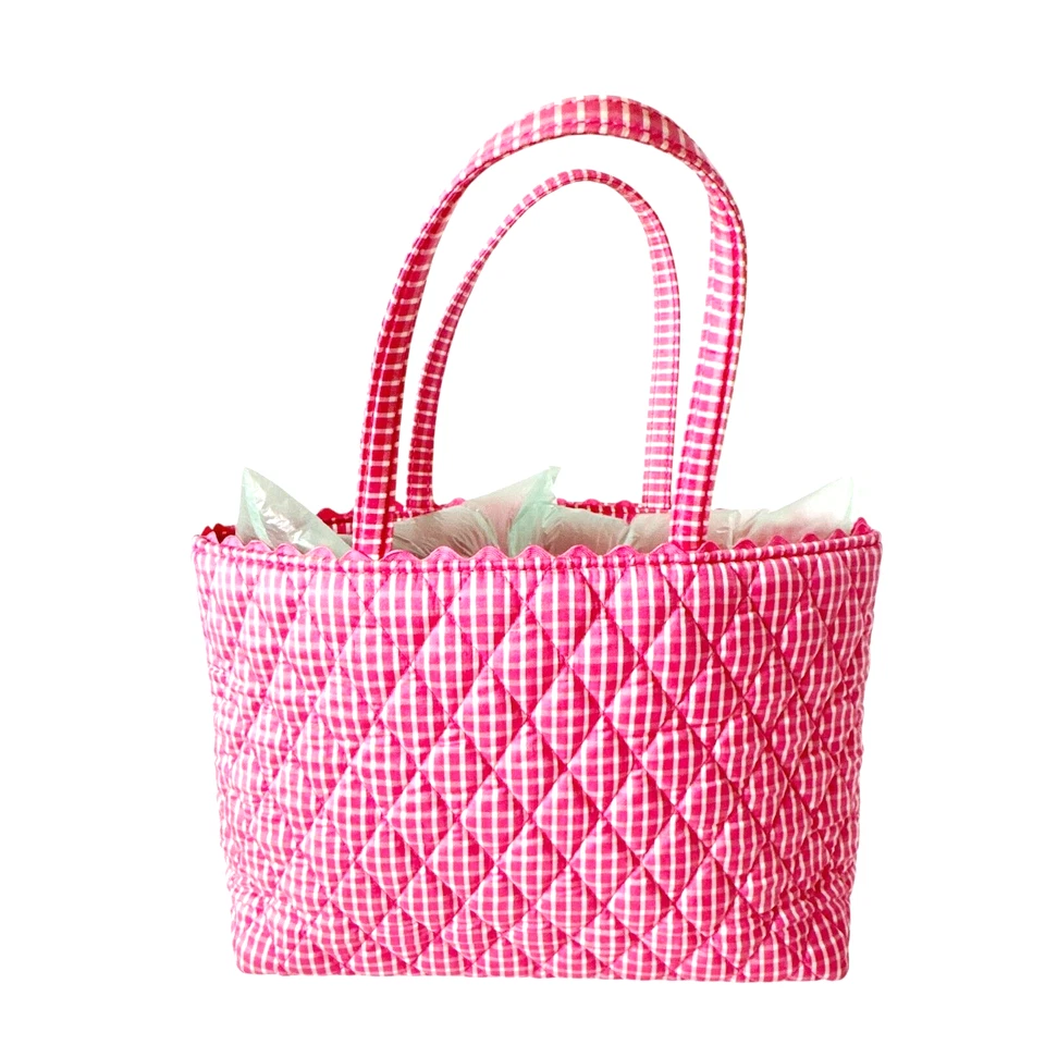 Vera Bradley Silk Collection Pink White Gingham Check Small Handbag Purse - Image 1 of 4