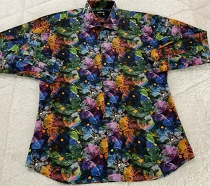 JARED LANG Shirt Men Large Multicolor Abstract Floral Long-Sleeve Button Up - Picture 1 of 10